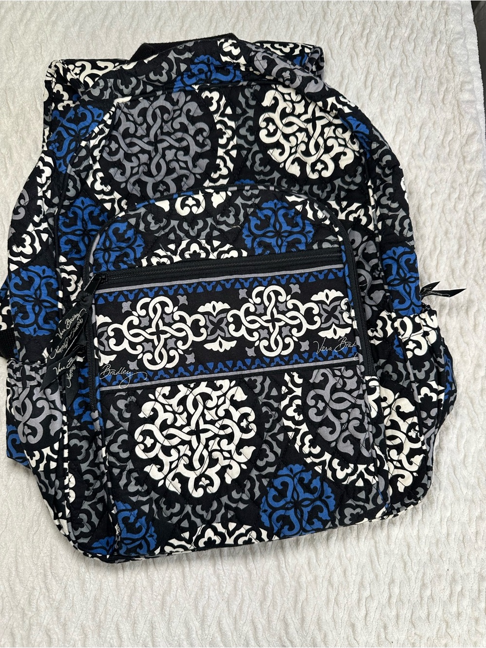 Vera Bradley canterberry Blue/Black Quilted Backpack